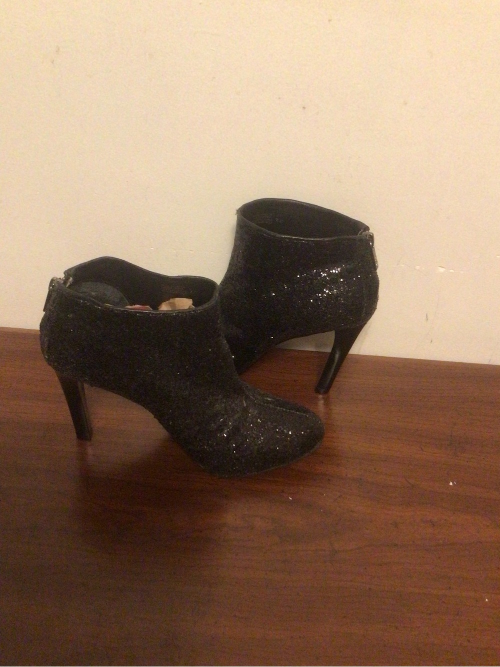 Tory Burch black leather with glitter stiletto classey ,holiday ,dancing  SZ 9 - Picture 6 of 14